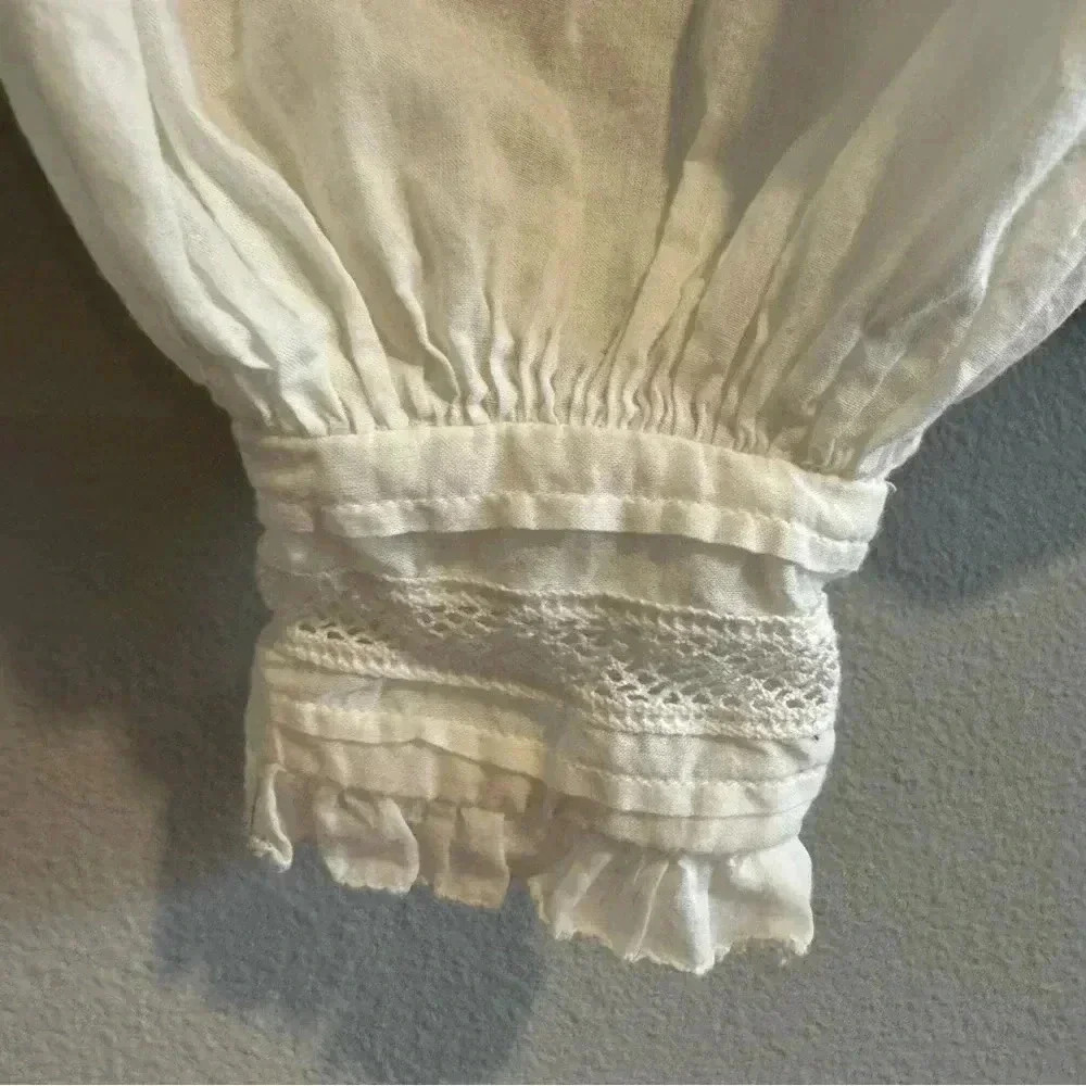 Ulla Johnson Annetta Cotton Ruffle Blouse Long Sleeve Embroidered Boho Peasant 2 - Picture 6 of 13